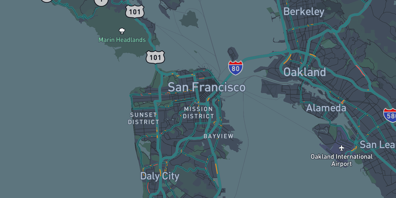 Map of San Francisco, CA