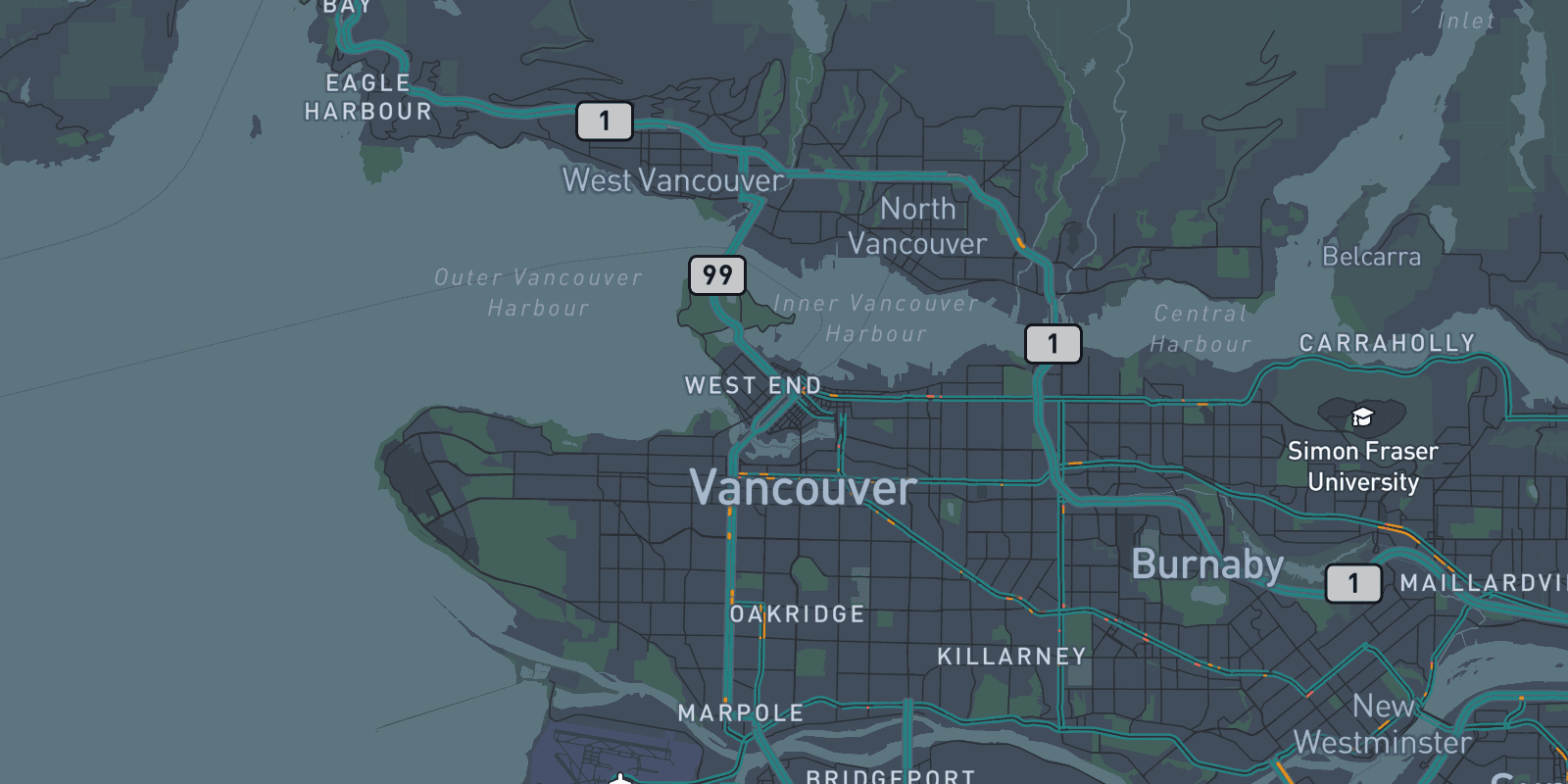 Map of Vancouver, BC