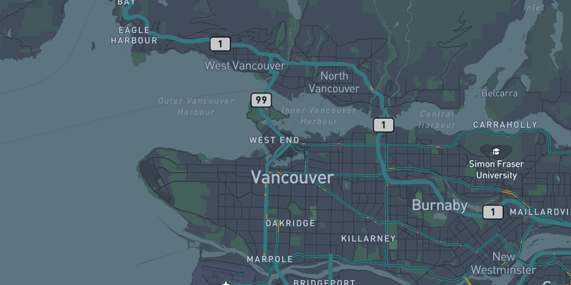 Map of Vancouver, BC (604 area code)